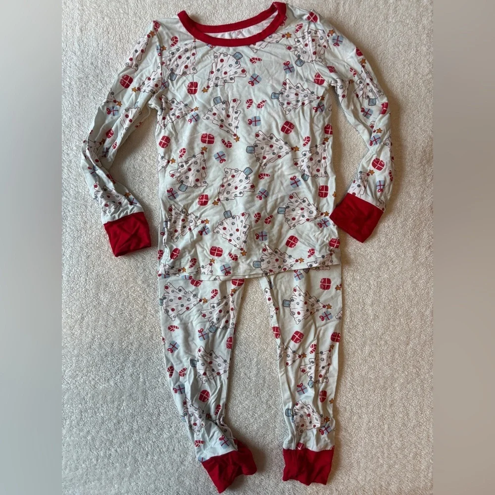 Caden Lane Christmas Tree Pajama Set, Bamboo Viscose, Sz 3T
